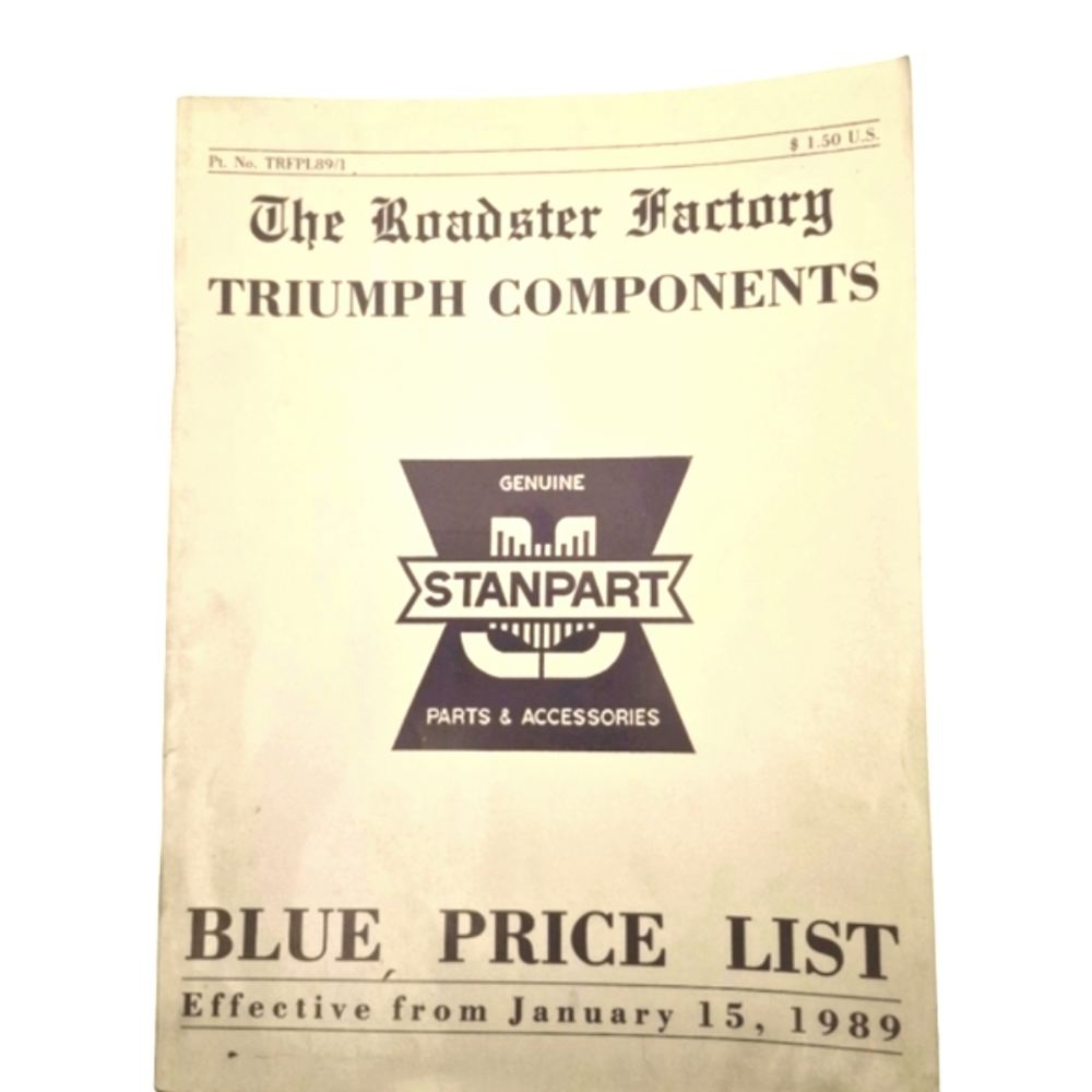 The Roadster Factory Triumph Blue Price list 1989 Genuine Standpart Accessories